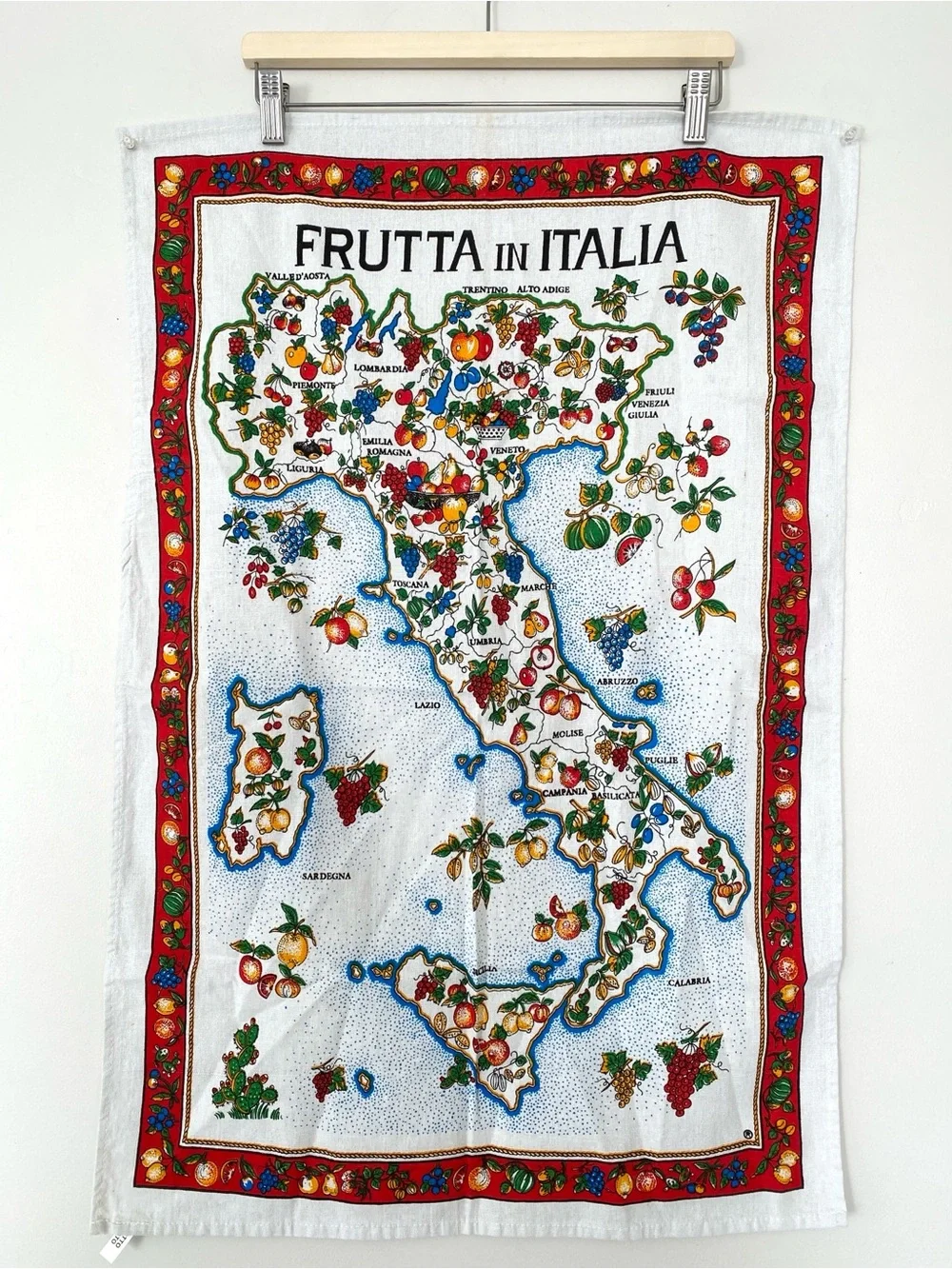 Italian Map Illustration Kitchen Towel / Tapestries 22 x 33 inches NWOT